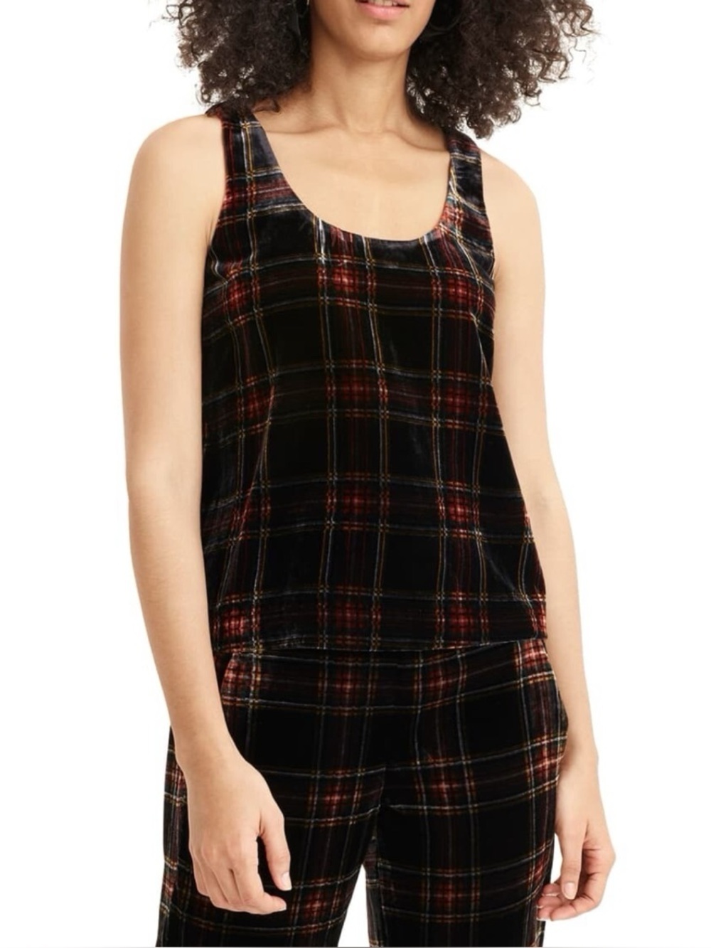 J. Crew Tartan Plaid Velvet Tank Top 6T 6 Tall